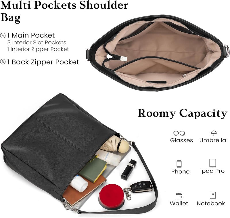 befen Genuine Leather Hobo Bags Purses for Women, Women's Shoulder bag Handbags Crossbody Bag with 2 Shoulder Straps - Image 3
